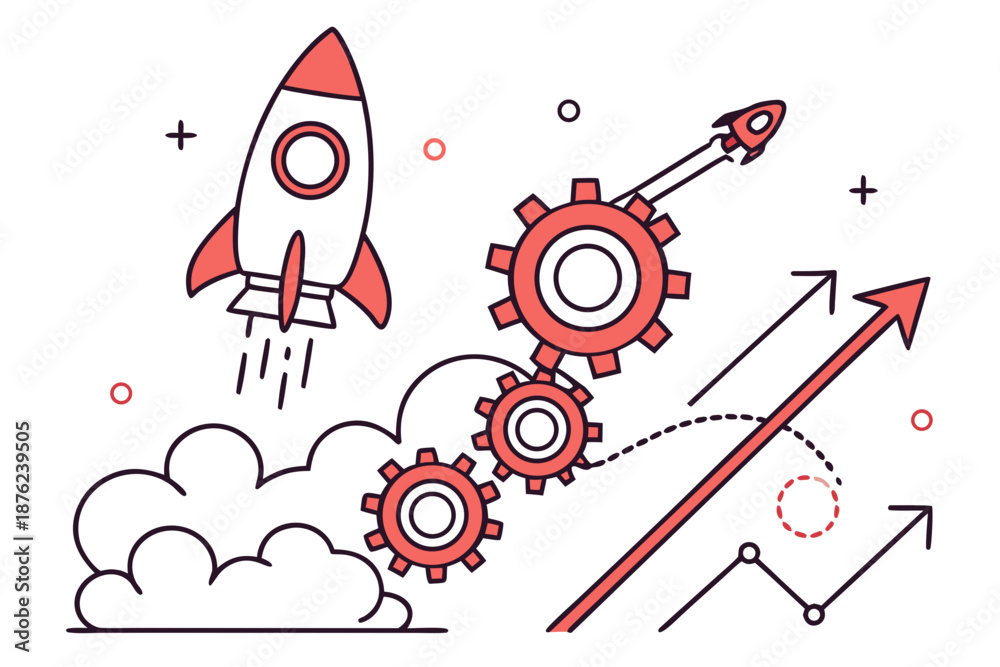 Fototapeta premium Startup Scaling Strategy Illustration Flat Vector Vector Icon Illustration