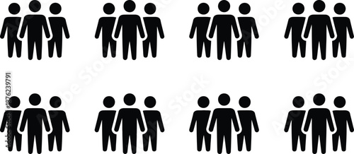 People icons in groups on white background