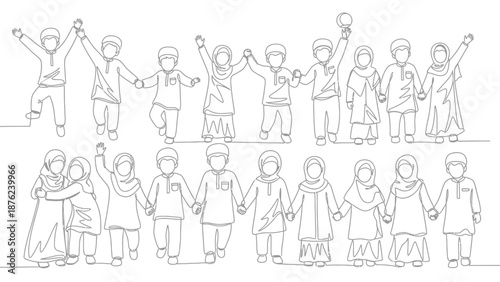 Diverse group of people in traditional clothing standing together