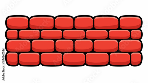 Stylized red brick wall with rounded edges and bold black outlines on a white background