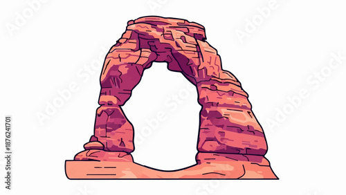 Stylized sandstone arch formation rendered in pixel art style