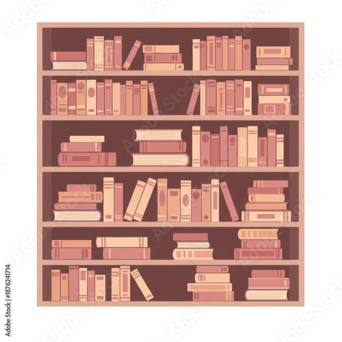 Beige Bookcase Filled with Assorted Books in a Cozy Room with Soft Light Interior Design