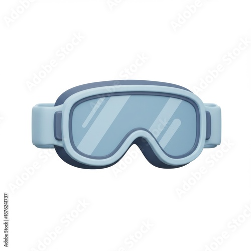 Blue Ski Goggles with Reflective Lenses Isolated on White Background For Winter Sports