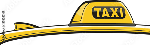 Stylized yellow taxi sign with "TAXI" text, on white background