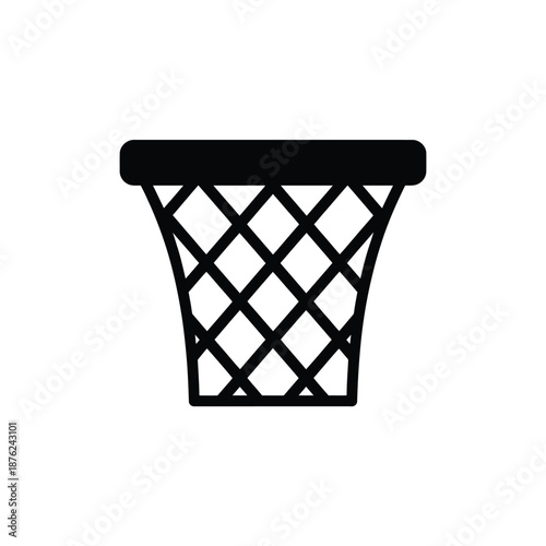 a black silhouette of a basketball hoop net on a white background