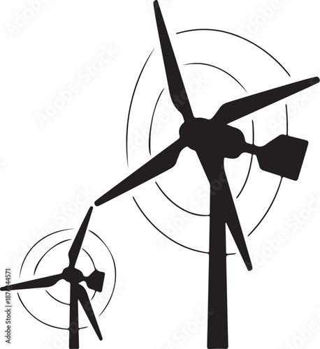 Wind Turbines Generating Clean Renewable Energy Silhouette Illustration
