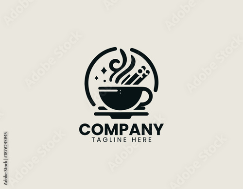 cinnamon tea black vector logo illustration