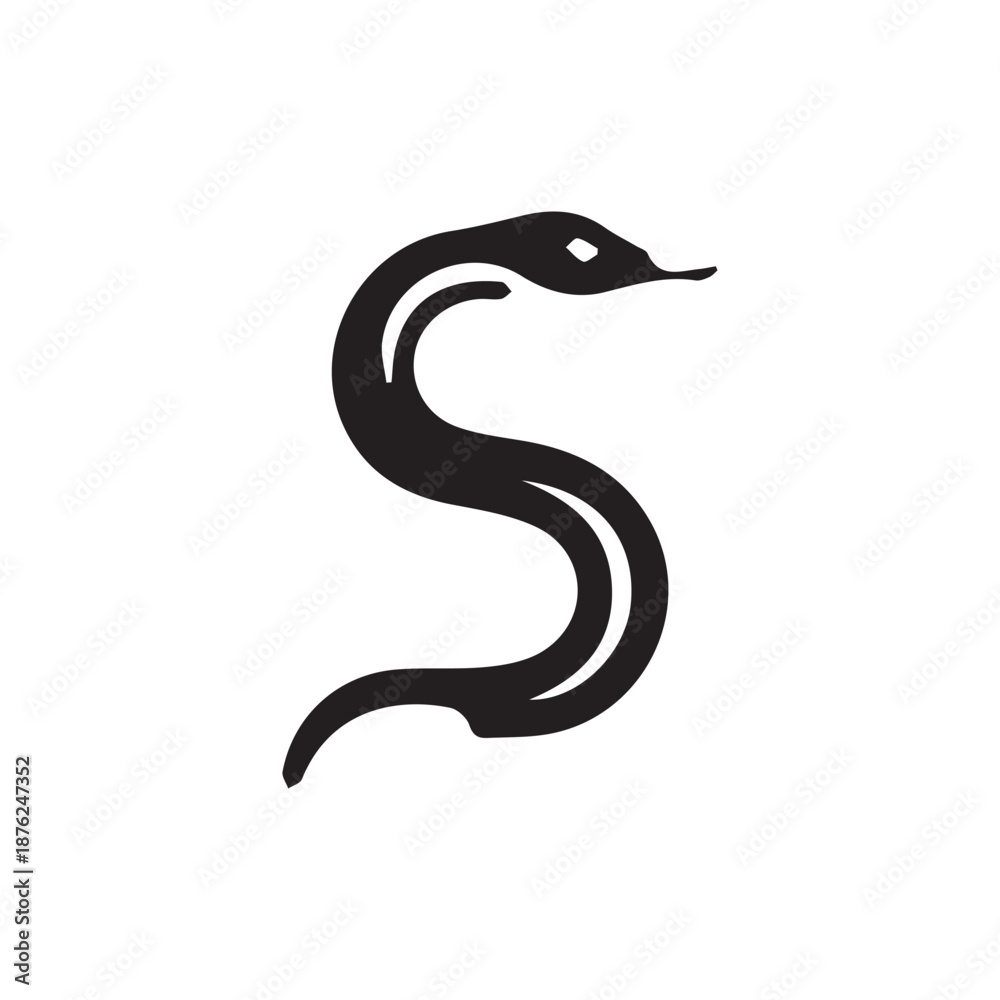 Fototapeta premium 2d snake logo with white background