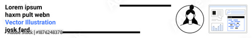 User interaction, data analytics, web design, UI concepts, tech interfaces, profile management. A user profile icon alongside a data dashboard design. User interaction and data analytics concept