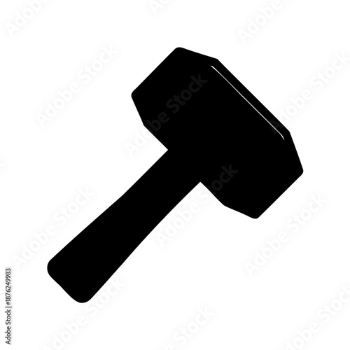 Black silhouette of a heavy mallet hammer tool for construction work