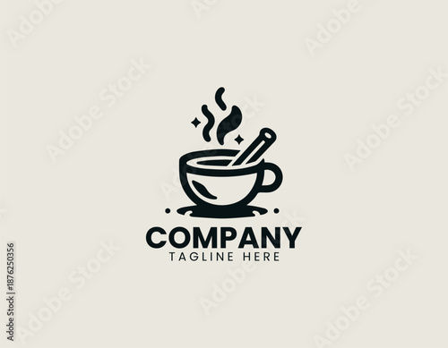 cinnamon tea black vector logo illustration