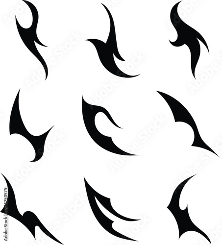 Cyber Sigil Abstract Symbol Set Futuristic Tech Vector