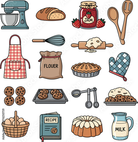 A delightful collection of essential baking items and ingredients, perfect for inspiring any home cook on their culinary journey to create delicious homemade treats and confectionery