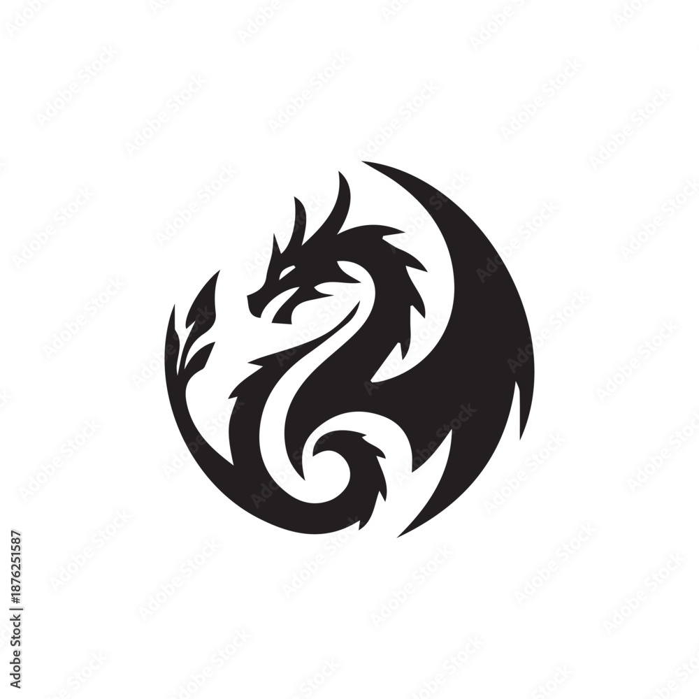 Naklejka premium 2d dragon logo with white background