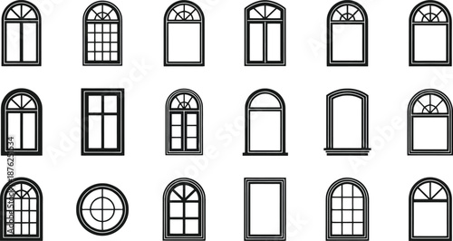 A collection of various window designs showcasing architectural styles and shapes..