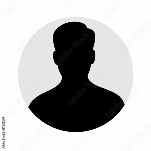 A silhouette icon of a man serving as an avatar or profile for an unknown or anonymous individual. Vector illustration.