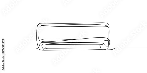AC indoor unit continuous one line drawing, Air conditioner single line art minimalist style vector illustration  Electricity home appliance concept. Continuous line draw design.