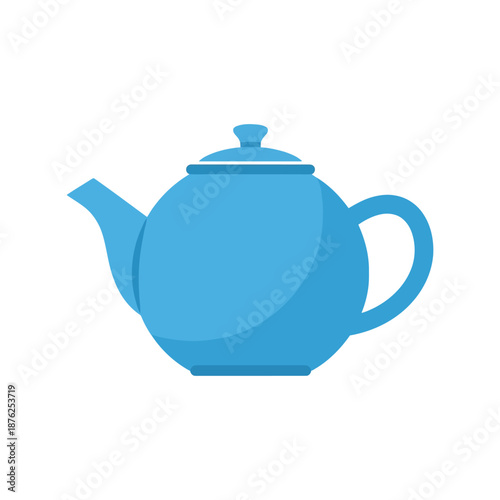 Blue teapot vector clipart isolated on white background for kitchen design