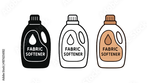 Three colorful fabric softener bottles on a white background