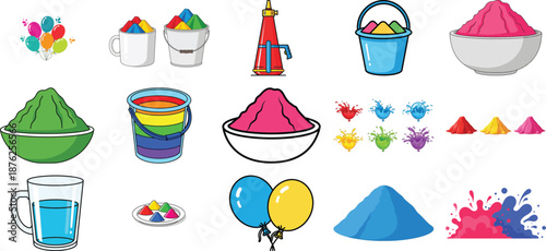 Colorful party supplies and decorations