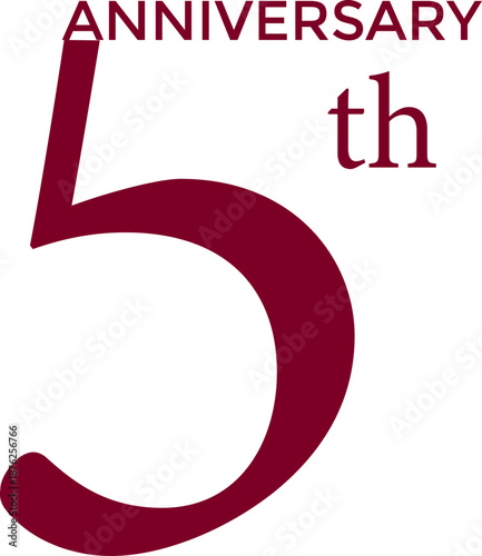 5th anniversary celebrations in red on a white background. Anniversary celebration with love, joy, and timeless memories shared together.