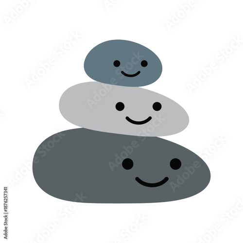 Photography Cute smiling stones vector clipart, minimalist cartoon rock stack illustration
