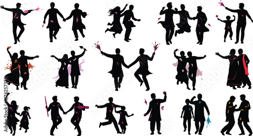 Collection of silhouette dancers in various poses