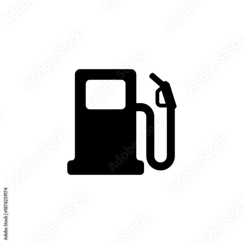 A solid black icon depicting a traditional gas pump with a nozzle, symbolizing fuel and transportation.