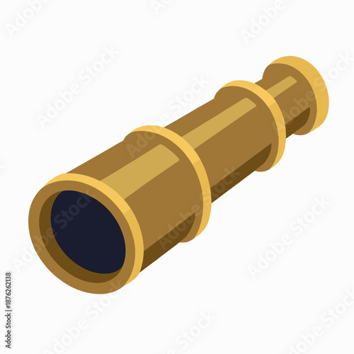 This classic brass telescope or vintage spyglass icon is ideal for nautical themes exploration projects and vision related business concepts for observers.