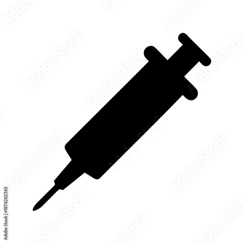 Black silhouette of a hypodermic needle syringe used for vaccination and injections