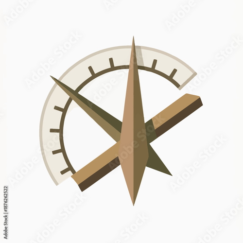 Vintage nautical navigation instrument with compass needle and degree scale for marine exploration, sailing history, or travel themed graphic designs.