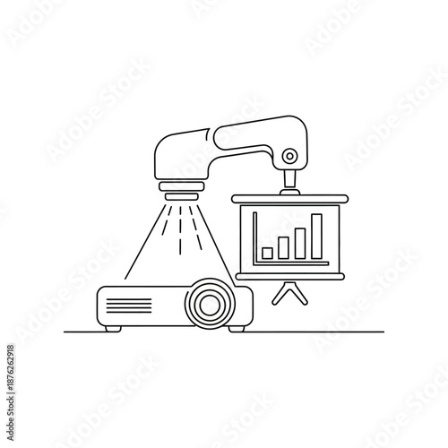 Digital projector displaying business graph on screen, modern presentation technology