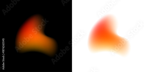 Abstract liquid gradient circle contains neon colors with translucent blot pattern, scattered drops, soft form, rounded shape. Radiant haze glow illuminates surface. Vector png banner graphic.