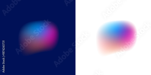 Abstract liquid gradient circle displays neon colors with molten blot texture, cascading drops, curvy form, irregular shape. Prism shimmer glow surrounds edges. Vector png banner element.