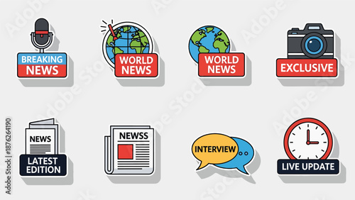 Collection of News and Media Line Icons