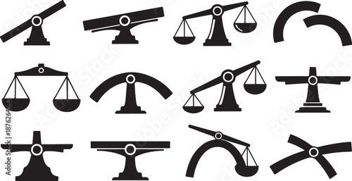 Various Scales and Balances Icon Set in Black Color