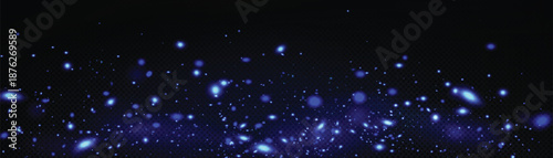 Collection of vibrant blue light effects on a black background illustration.