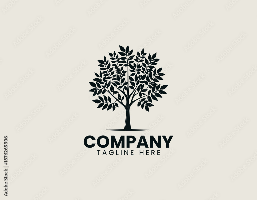 Obraz premium Curry tree black vector logo