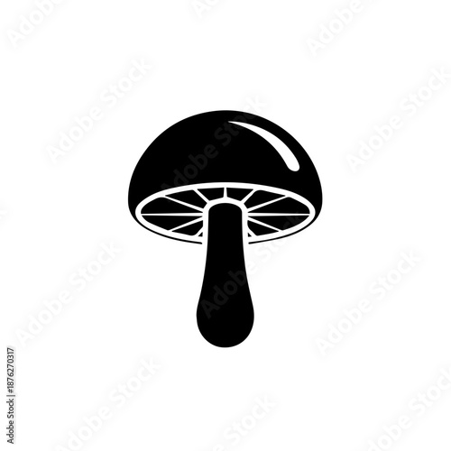 Black and white mushroom illustration isolated on white background, Vector