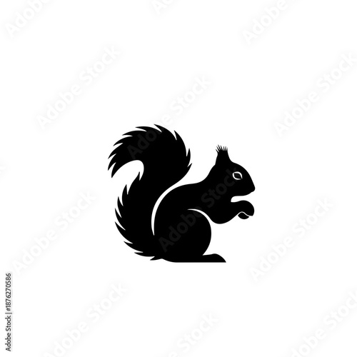 Silhouette of a squirrel isolated on white background, Vector