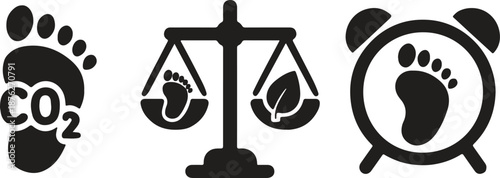 Eco friendly symbols for sustainable living and carbon footprint