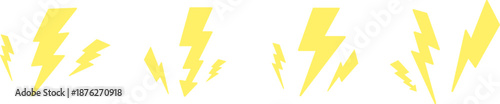 Powerful Lightning Bolt and Electric Flash Icon Set for Energy and Weather Concepts