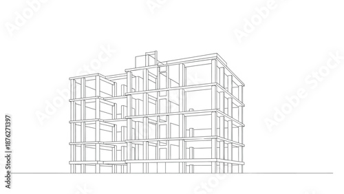 Modern multi-story building architectural blueprint