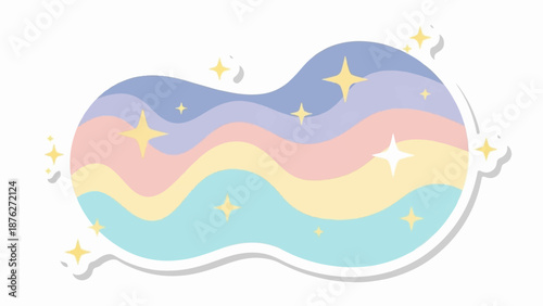 Whimsical pastel waves adorned with twinkling stars, creating a dreamy, magical atmosphere