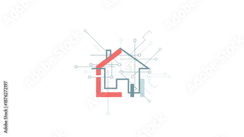 Modern smart home technology concept with connected house design