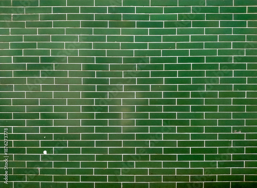  Glossy green ceramic subway tiles wall texture background