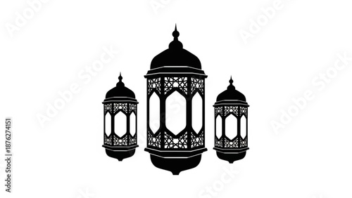 Islamic Lanterns Illustration Isolated on White Background