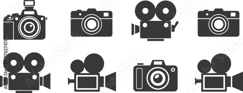 Seven Black and White Camera and Camera lens