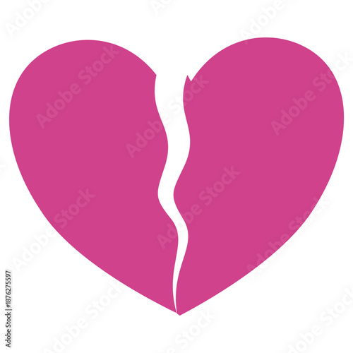 Broken Heart Icon Pink Color Symbolizing Heartbreak and Sorrow.