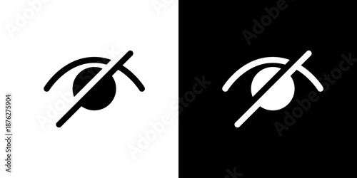 目にスラッシュ・非表示のUIアイコン（ベクター）